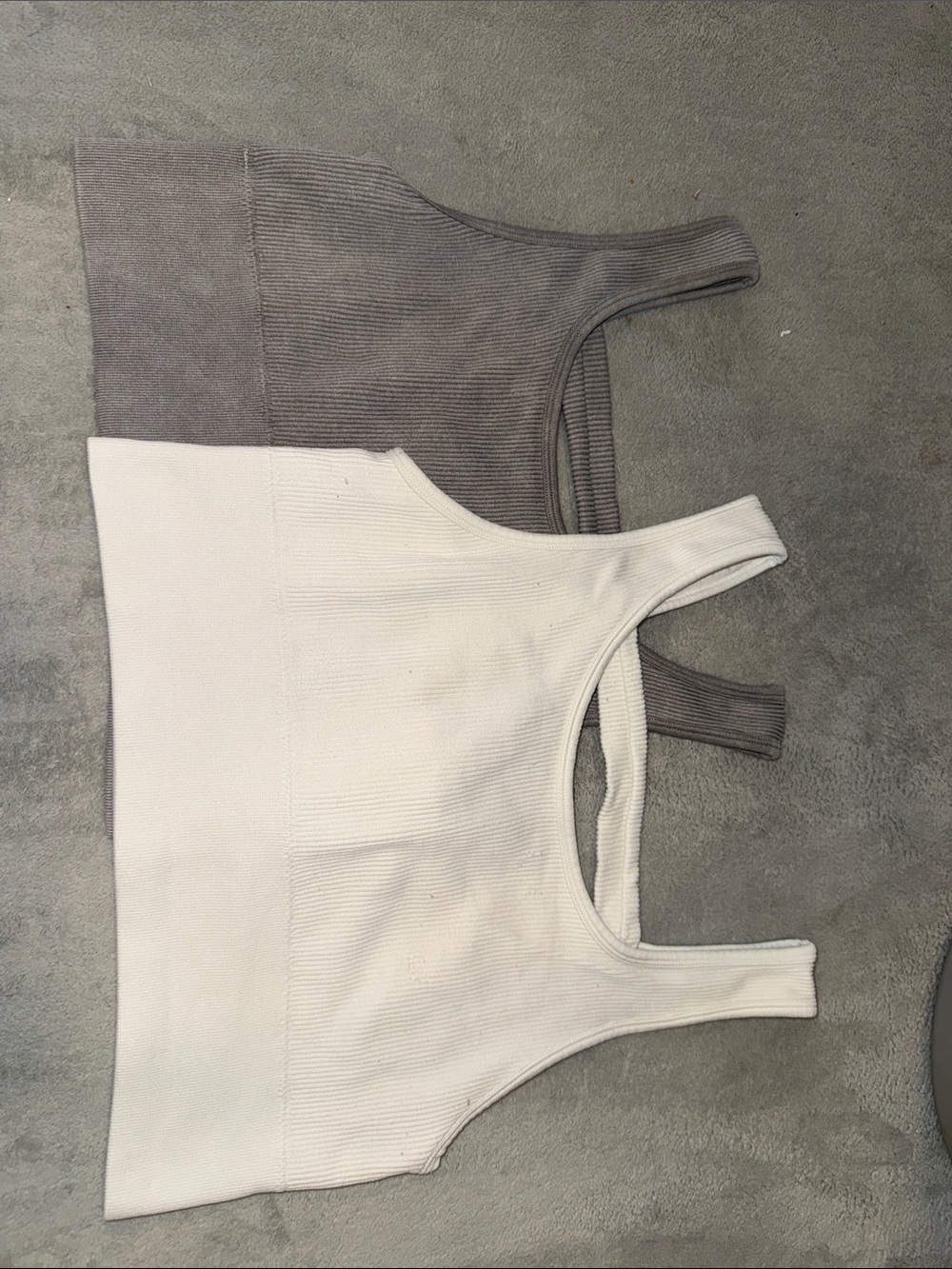 harmony & balance Ribbed Sports Bra— 2 piece White and Gray